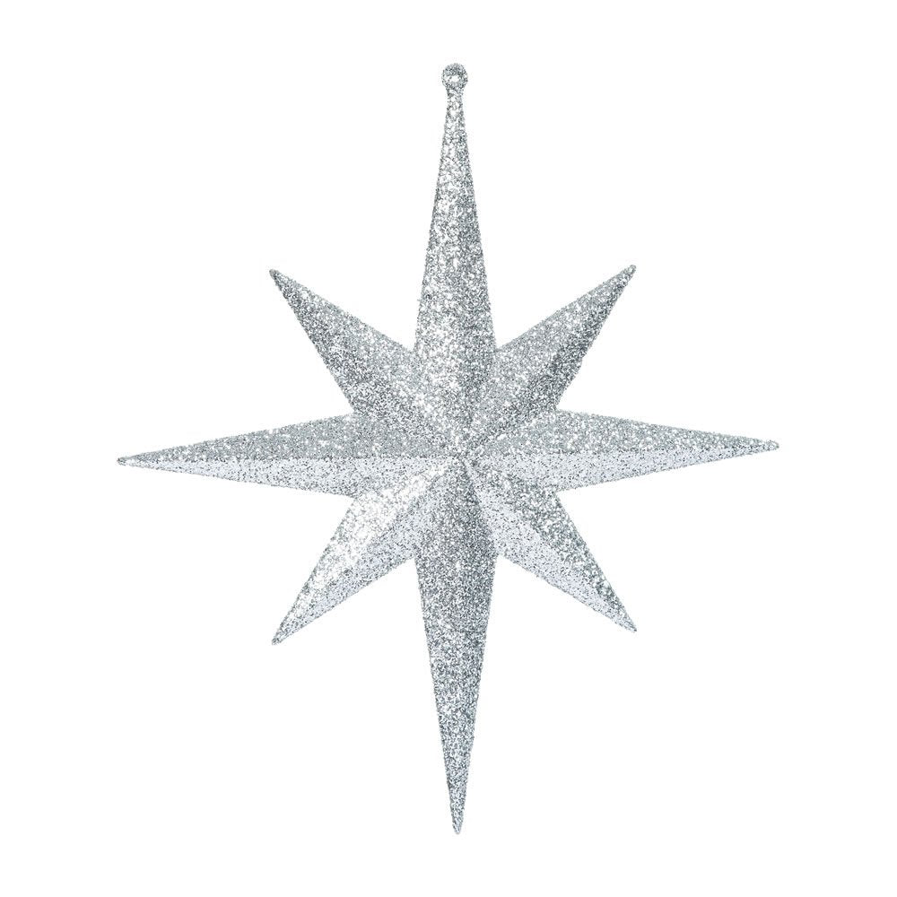 Vickerman 417881 - 12" Silver Glitter Bethlehem Star Christmas Tree Ornament (2 pack) (M167407)