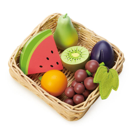 Tender Leaf Toys - Fruity Basket - Pretend Food Play Supermarket Shopping Game Accessories 3+