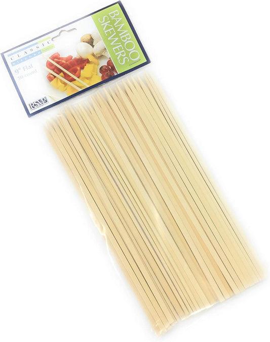 RSVP International Bamboo Barbecue Skewers, Flat, 50-Count, 9-inch