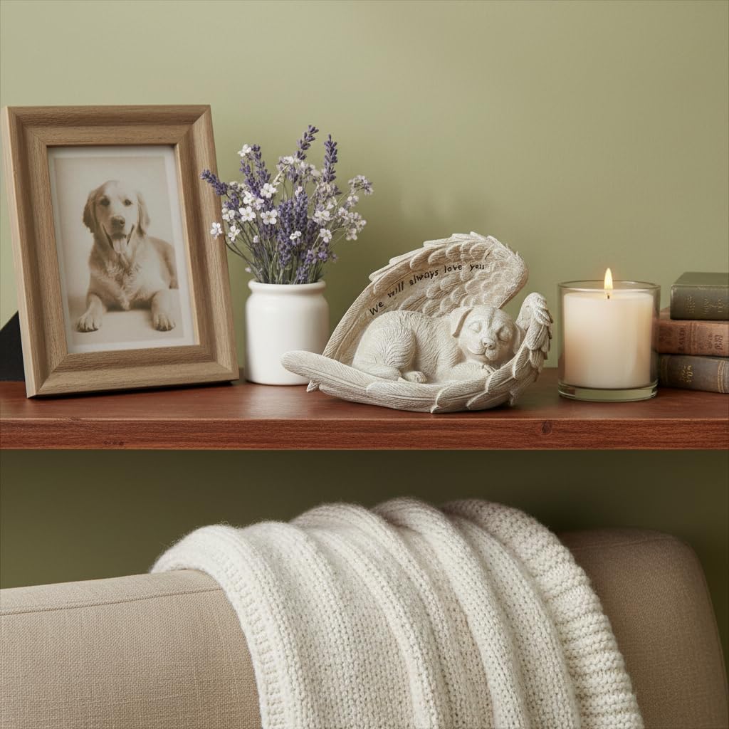 Comfy Hour 8.2 Inch Dog Angel Statue, Sleeping Pet Memorial Figurine
