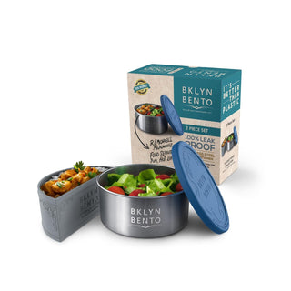BKLYN BENTO PEACE & LOVE FROM BROOKLYN, N.Y. Food Storage Container, Large, Blue