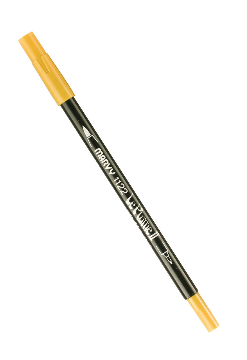 Uchida Marvy Extra Fine Tip Le Plume II Double Ender Marker Pen Art Supplies, Mustard