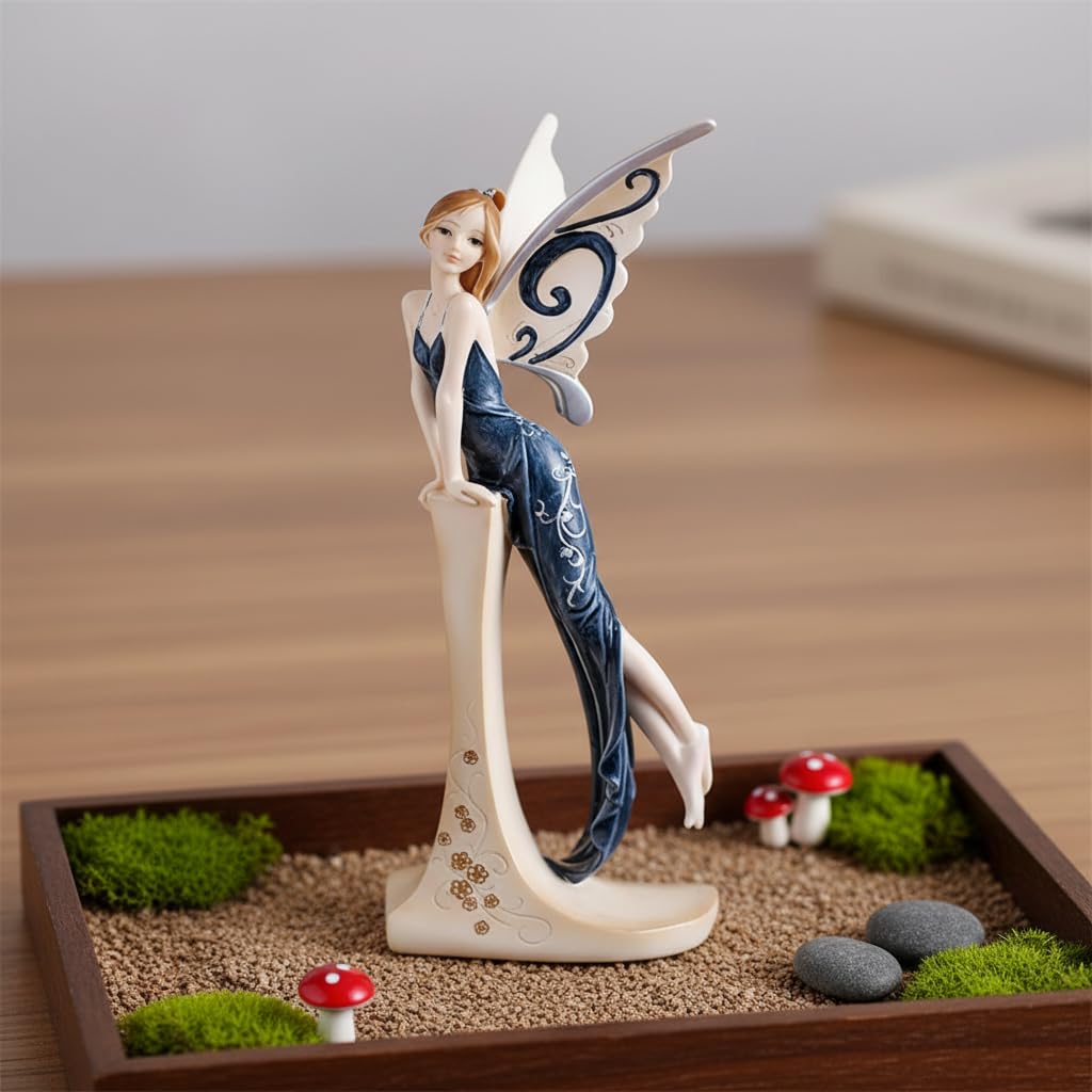 Comfy Hour The Standing Fairy Figurine Black Dress 7" Figurine, Fairyland Collection, Stone Resin