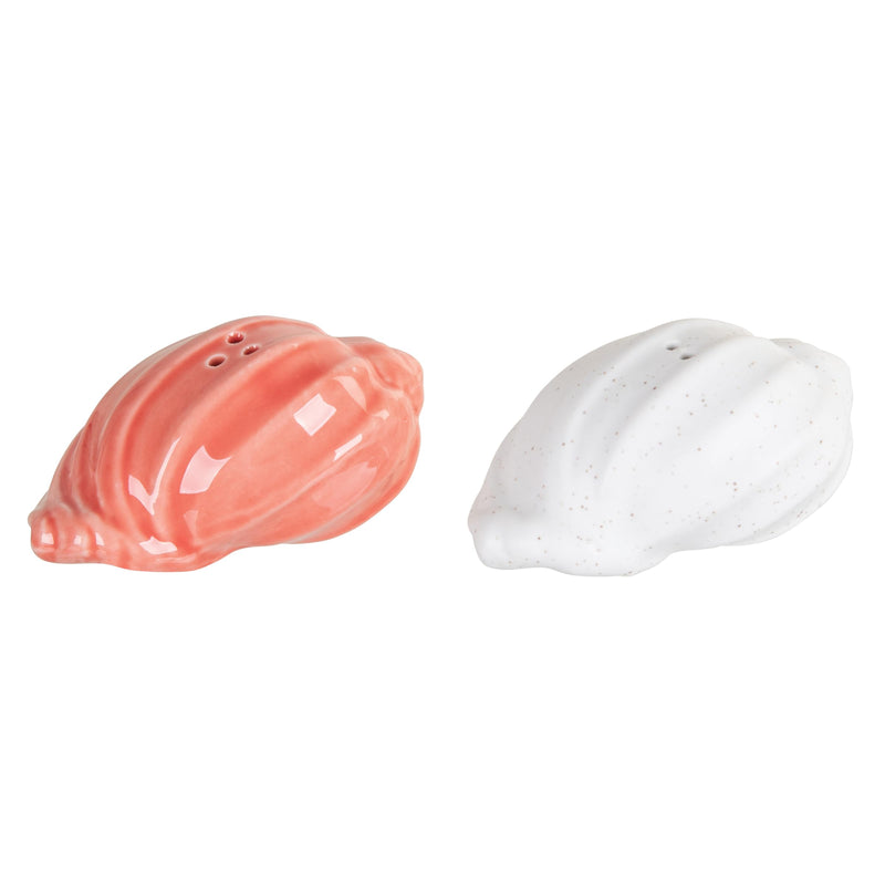 Beachcombers Coral and Bisque Shell Salt and Pepper Shaker, 4.02 Inch Length, Set of 2, Kitchen, Kitchen Accessories