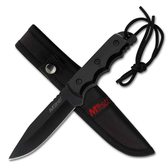 Master Cutlery MTech USA MT-20-35BK Fixed Blade Knife, Black Drop Point Blade, Black Plastic Handle, 8-Inch Overall