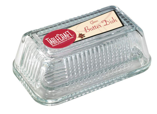 Tablecraft H122 Ribbed Glass Butter Dish