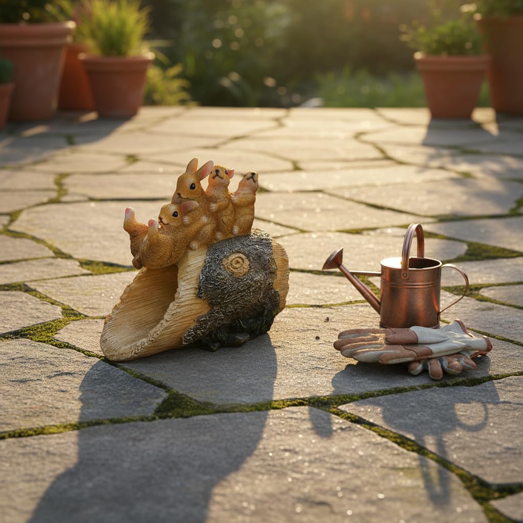 Comfy Hour Bunny on Water Pipe Statue for Garden Decoration, Outdoor, Spring in Garden Collection