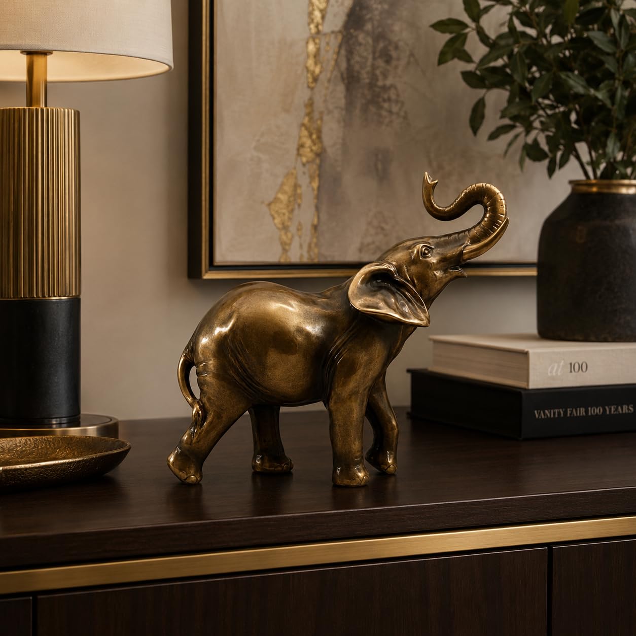 Comfy Hour 6" Elephant Decorative Tabletop Figurine, Bronze