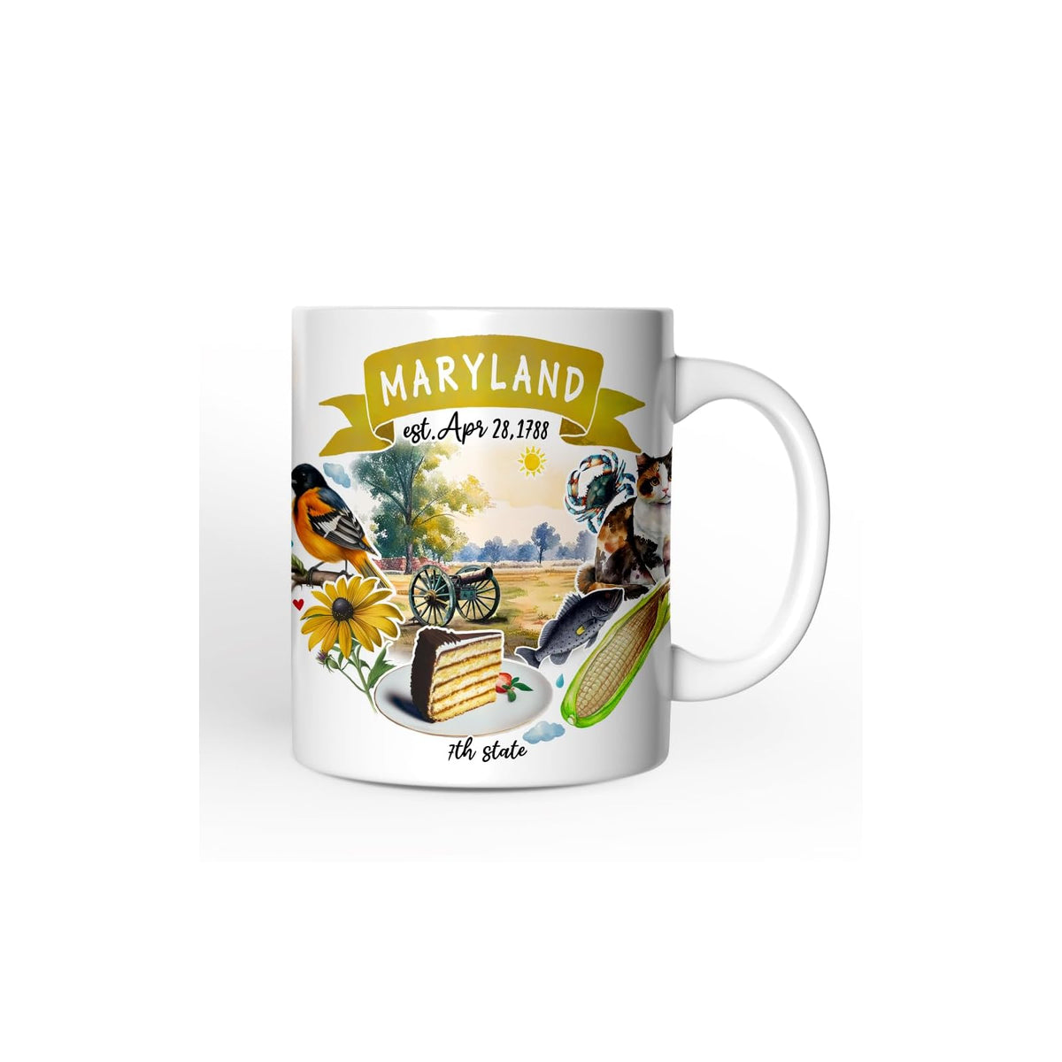 OrnamentallyYou Drinking Cup, 12 Ounces, Artistic Maryland State Themes and Land