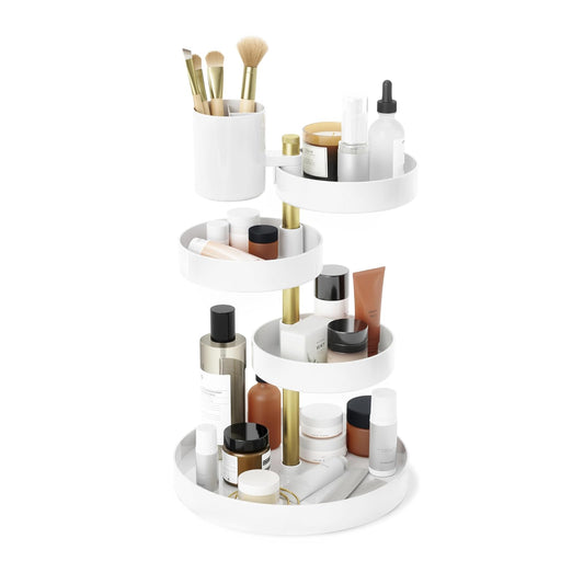 Umbra Pirouette Cosmetic Organizer, White/Brass