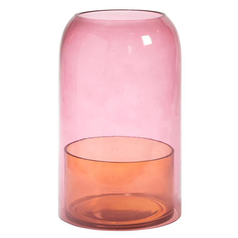 47th & Main Cloche and Dish Votive/Tealight Candleholder, 5.75" Dia x 9.25" H, Pink/Amber