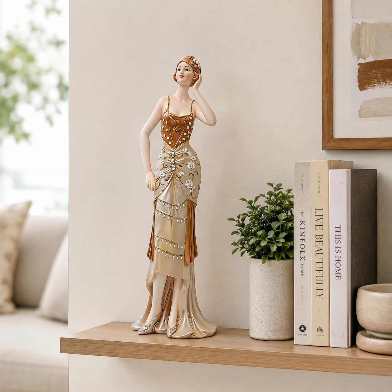 Comfy Hour Glamour Elegance Victorian Style Lady Collection Luxury Standing Lady Resin Art Figurine,13-inch Height