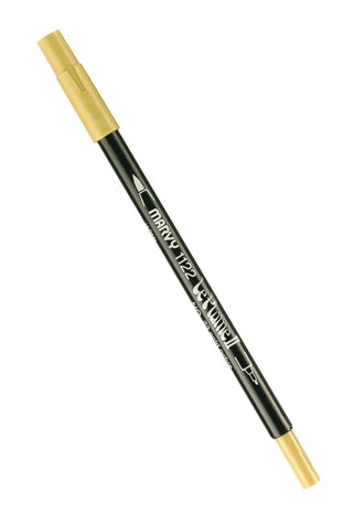 Uchida 1122-C-23 Marvy Extra Fine Tip Le Plume II Double Ender Marker Pen, Gold Ochre