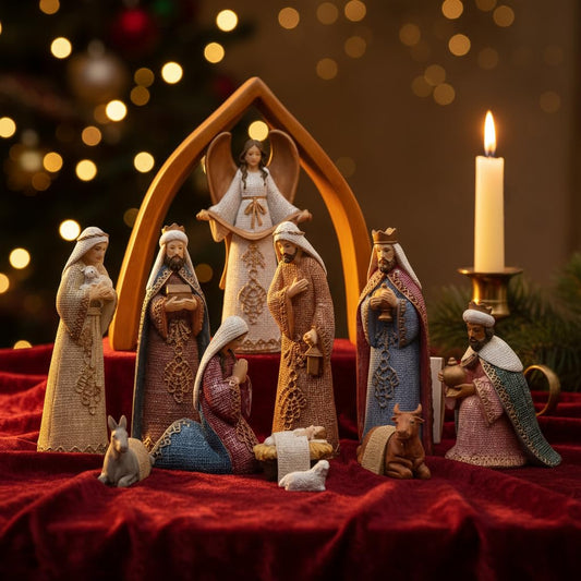 Comfy Hour The Story of Jesus Nativity Scene Collection Baby Jesus Holy Family with Angel Christmas Nativity Scene Figurine, Set of 11 Pieces, Perfect for Christmas, Polyresin