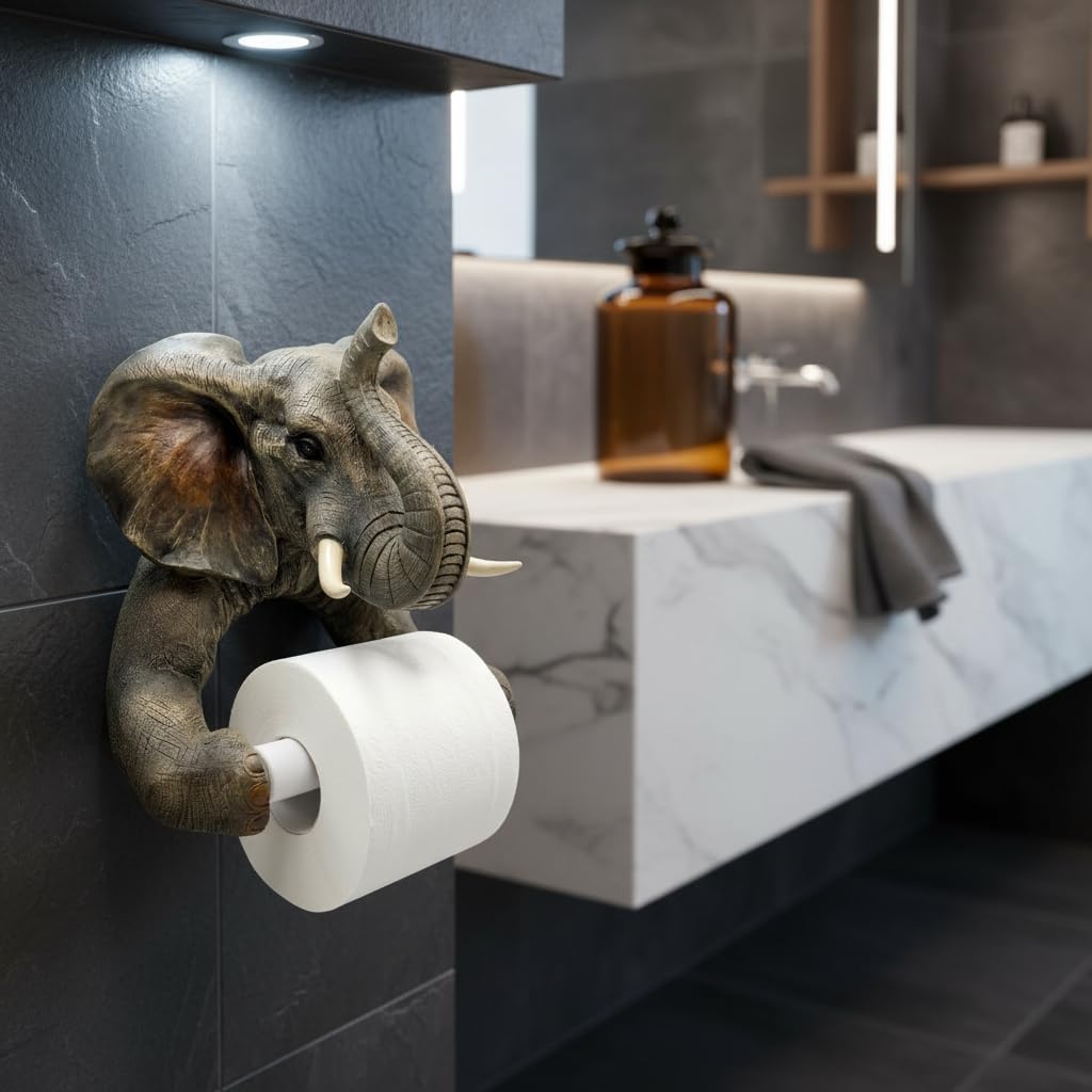 Comfy Hour Wildlife Collection 9" Elephant Toilet Paper Roll Holder, Resin
