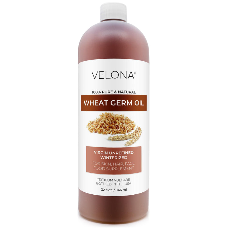 Wheat Germ Oil USP Grade by Velona - 32 oz | 100% Pure and Natural Carrier Oil | Unrefined, Winterized | Cooking, Face, Hair, Body & Skin Care | Use Today - Enjoy Result