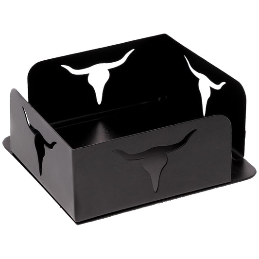 Boston International Metal Napkin Holder Caddy, Cocktail Size, Black Longhorn