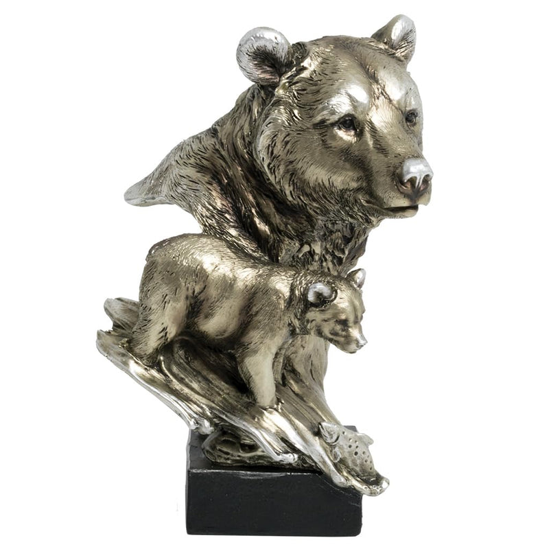 Lipco Pewter Look Bears Figure, 6.2-inches Height, Polyresin, Home Decor Accessories