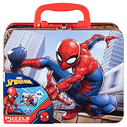 Spiderman Large Lunch Tin Box with 24pc puzzle inside