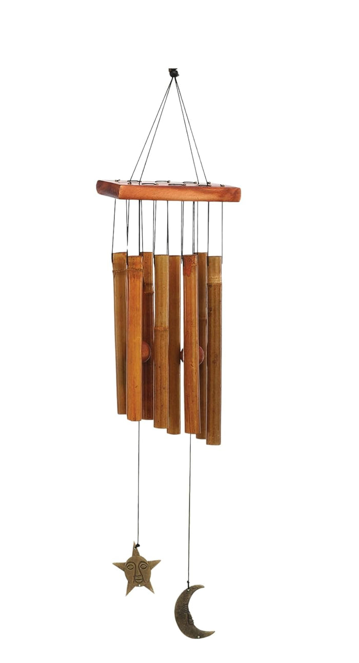 Sunset Vista Designs 92697 Moon and Star Metal and Wood Wind Chime, Bamboo