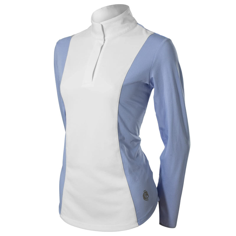 Equinavia Martha Womens Equestrian Long Sleeved Show Shirt - Light Blue/White - L