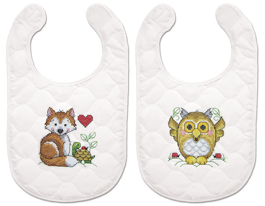 Design Works Crafts Janlynn Stamped for Cross Stitch Bib Kit, Baby's Forest