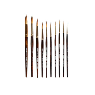 KINGART Paint Brush, 2/0, 0, 1, 2, 4, 6, 8, 10, 12, 14, Gold, Brown