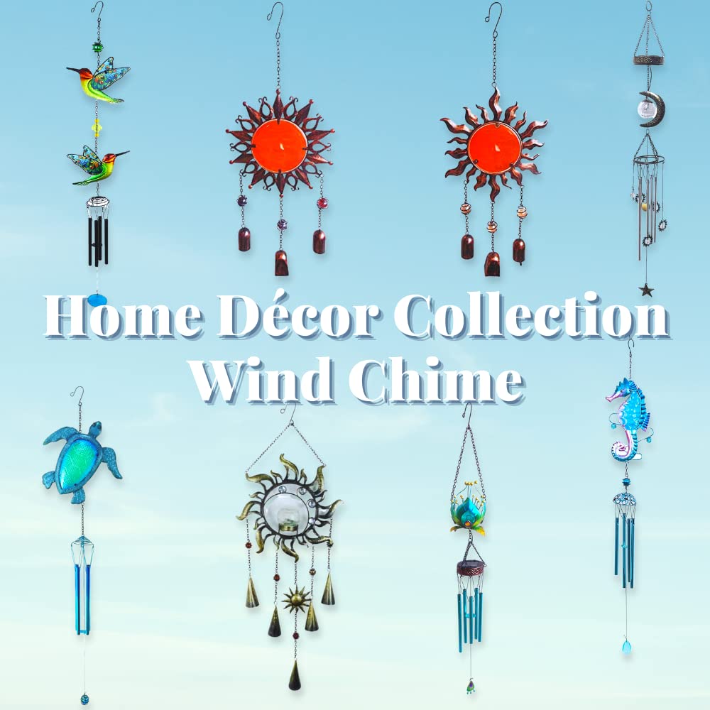 Comfy Hour Farmhouse Home Decor Collection Metal Art 35" Seahorse Ocean Wild Animal Windchime Hanging Windbell Blue
