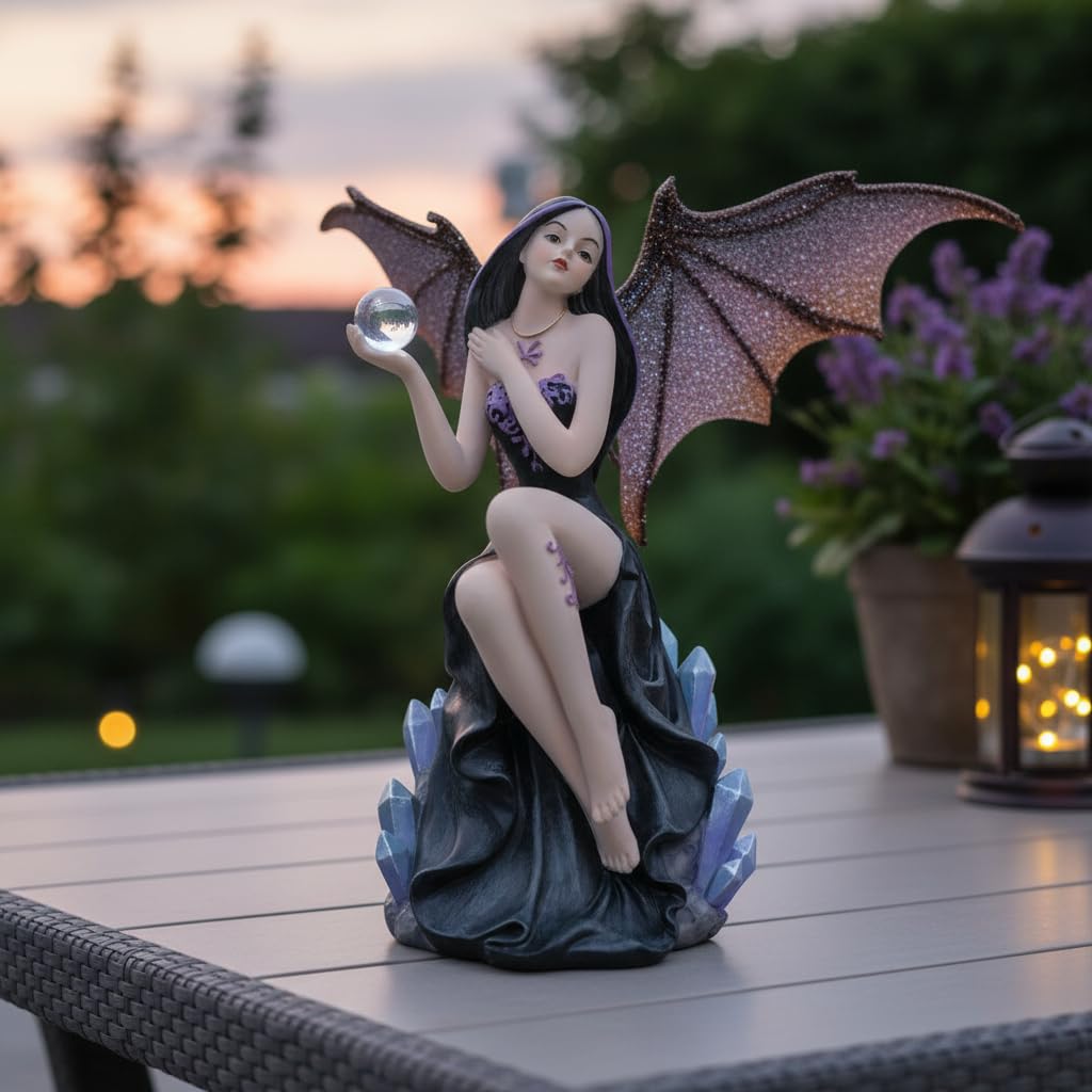 Comfy Hour 6 Inch Fairy Statue, Gothic Witch Figurine with Bat Wings