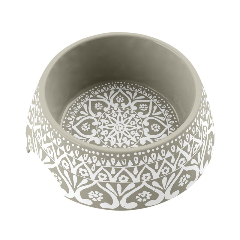 TarHong Boho Medallion Pet Bowl, Medium, Taupe, 7.1 x 2.8, 2.5 Cups, Melamine