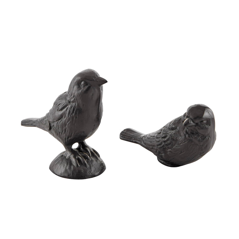 Danya B Brown Cast Iron Set of 2 Bird Sculptures - Tabletop Desk Ornaments or Decorative Paperweights