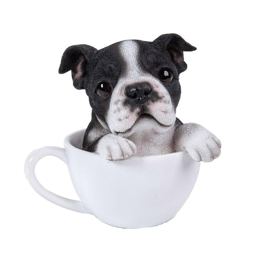Pacific Trading Giftware Adorable Teacup Pet Pals Puppy Collectible Figurine 5.75 Inches (Boston Terrier)