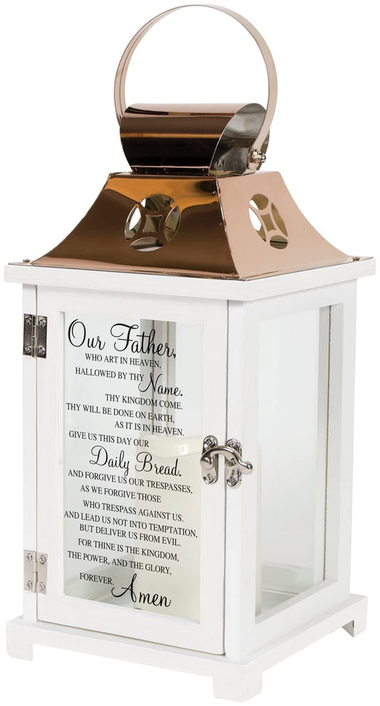 Carson Our Father Lord's Prayer Flameless Candles Copper Lantern