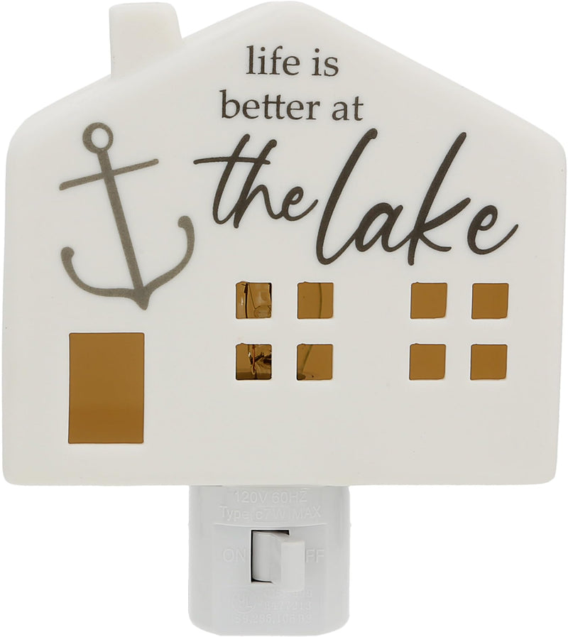 Pavilion - Life is Better at The Lake - Multi-Positional Plug-in Kitchen Bathroom Night Light Home Decor New Home Apartmentwarming Housewarming Gift Cottage Lake Lover Friend Present