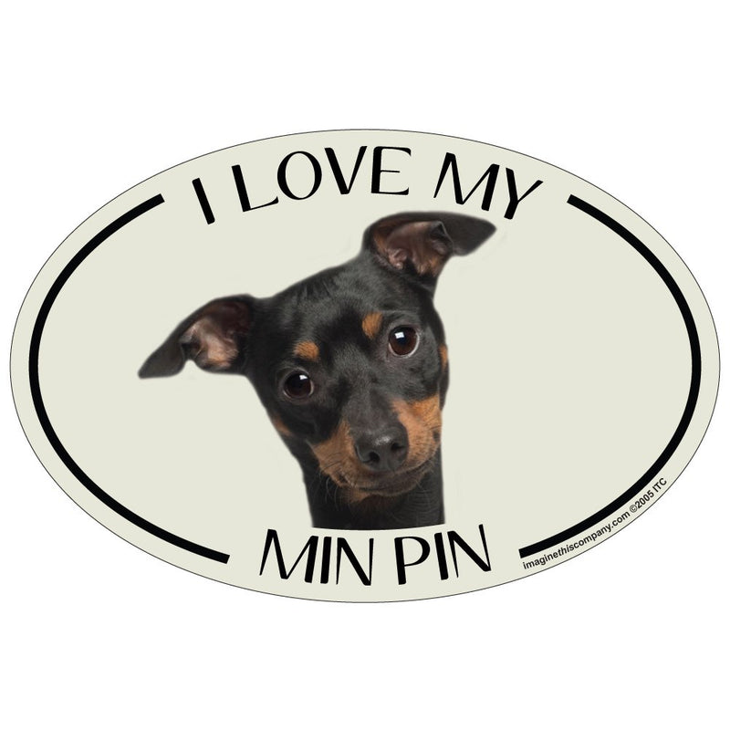 Imagine This Oval Magnet, I Love My Min Pin