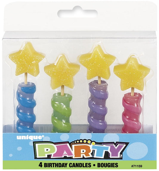 Unique Industries Star Top Birthday Party Candles, 4ct