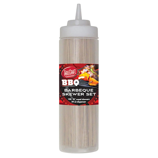 TableCraft's Barbeque Skewer Set Includes: 24 oz Squeeze Bottle 100 ea 8 Bamboo Skewers