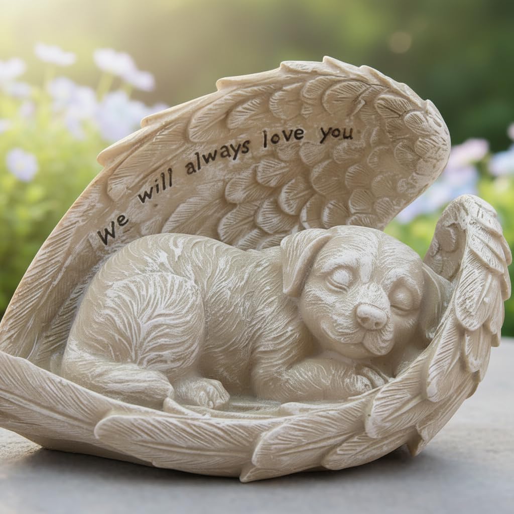 Comfy Hour 8.2 Inch Dog Angel Statue, Sleeping Pet Memorial Figurine