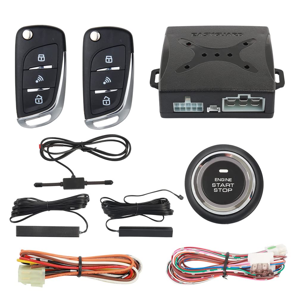 EASYGUARD EC003N-V-1 PKE Passive Keyless Entry Car Alarm System Push Start Button Remote Start Starter DC12V