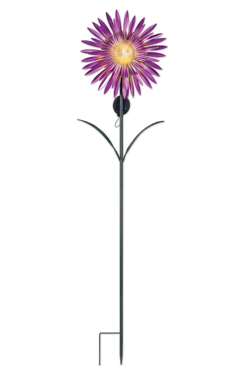 Sunset Vista Design Solar Garden Stakes - Fiber Optic Aster Flower Decorative Garden Stake with Sensor, 57-Inch Tall, Pink