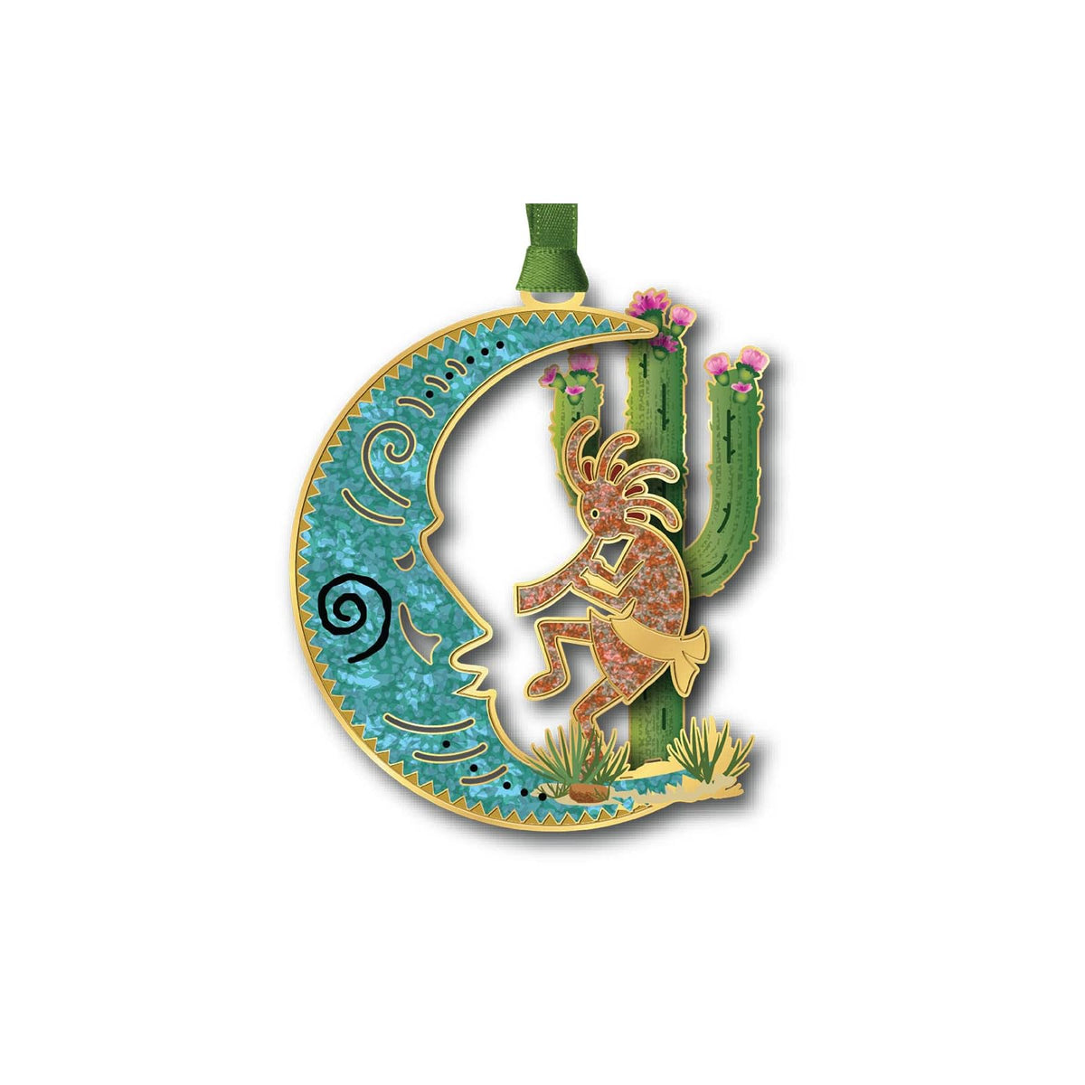 Beacon Design Hanging Ornament, 3" x 2.5", Kokopelli & Cactus