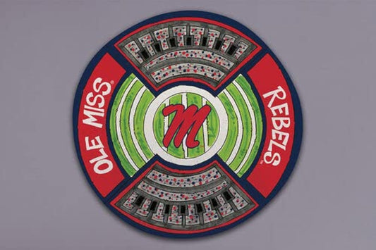 Magnolia Lane University of Mississippi Ole Miss Football Stadium Heavyweight Melamine Round Platter, 13.5-inch Diameter, Kitchen Accessories