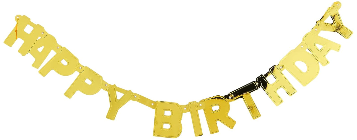 Unique Industries 4ft Gold Happy Birthday Banner