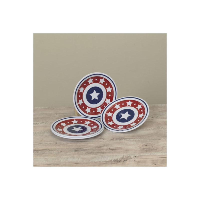 Gerson Company Set of 4 10.47" D Melamine Americana Plates