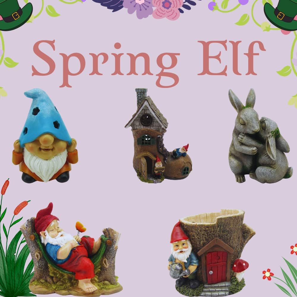 Comfy Hour Seed Soil and Yard Collection Resin 6" Garden Gnome with Solar Light Dwarf Outdoor Garden Decor