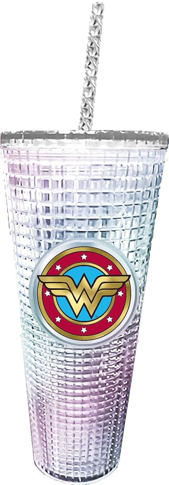 Spoontiques 19539 Wonder Woman Diamond Cup With Straw 20 Oz