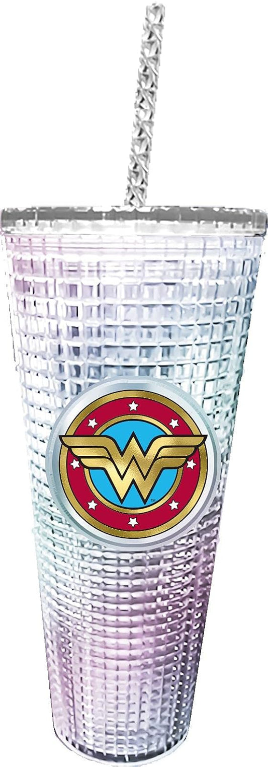 Spoontiques 19539 Wonder Woman Diamond Cup With Straw 20 Oz