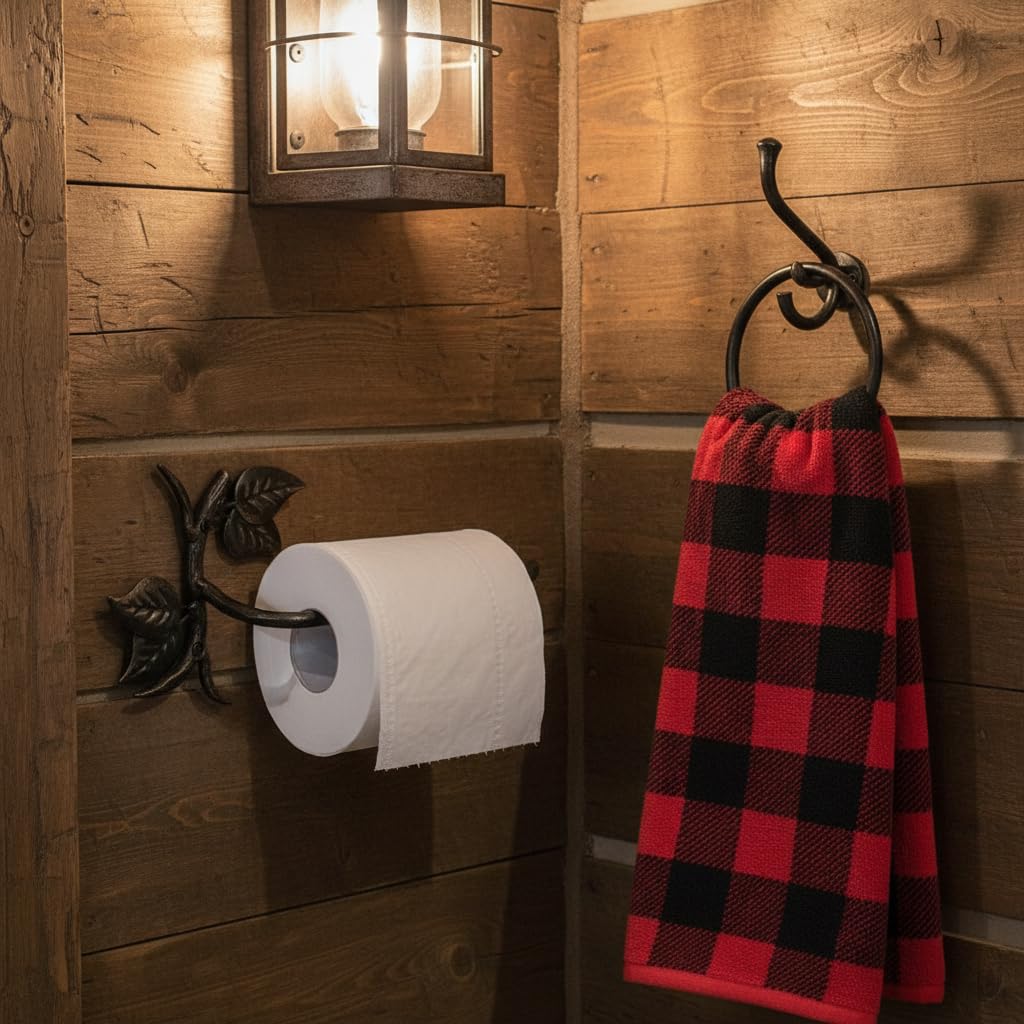 Comfy Hour 9.8 Inch Cast Iron Toilet Paper Holder, Leaf Wall Mount
