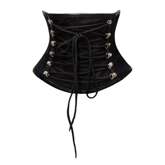 luvsecretlingerie Corset, Large, Black Cotton Zip- (for Short Torso-fit Well for