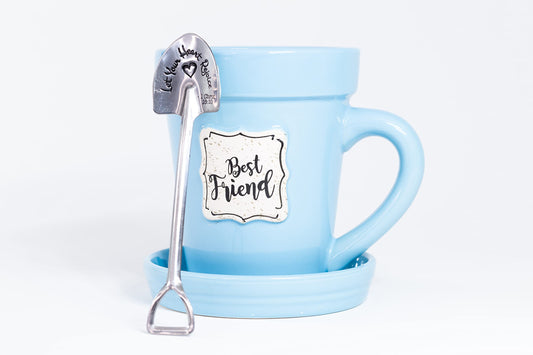 Blue Flower Pot Mug w/Scripture - "Best Friend"